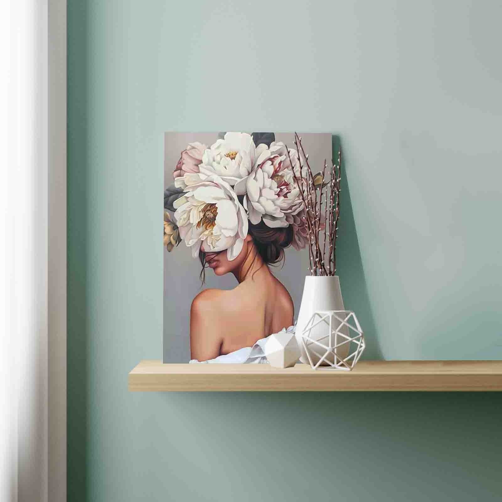 Fashion Girl with Flowers on Head Paint by Numbers