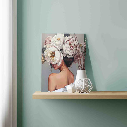 Fashion Girl with Flowers on Head Paint by Numbers