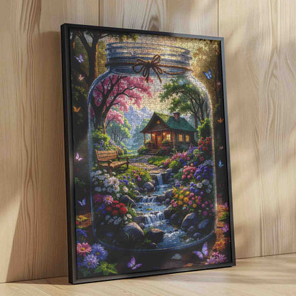 Enchanted Cottage Garden in Glass Jar Jigsaw Puzzle