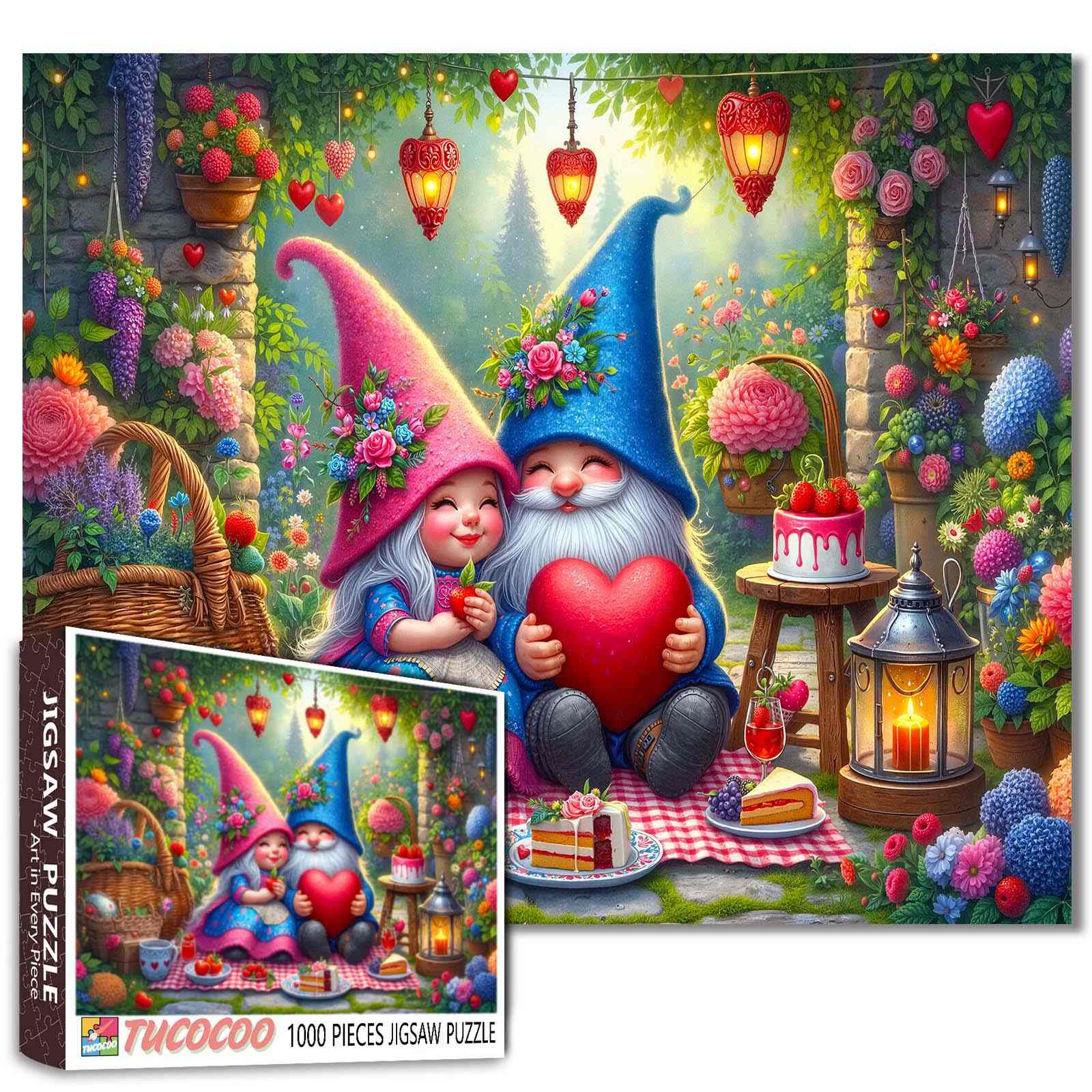 Enchanted Gnome Love Garden Jigsaw Puzzle