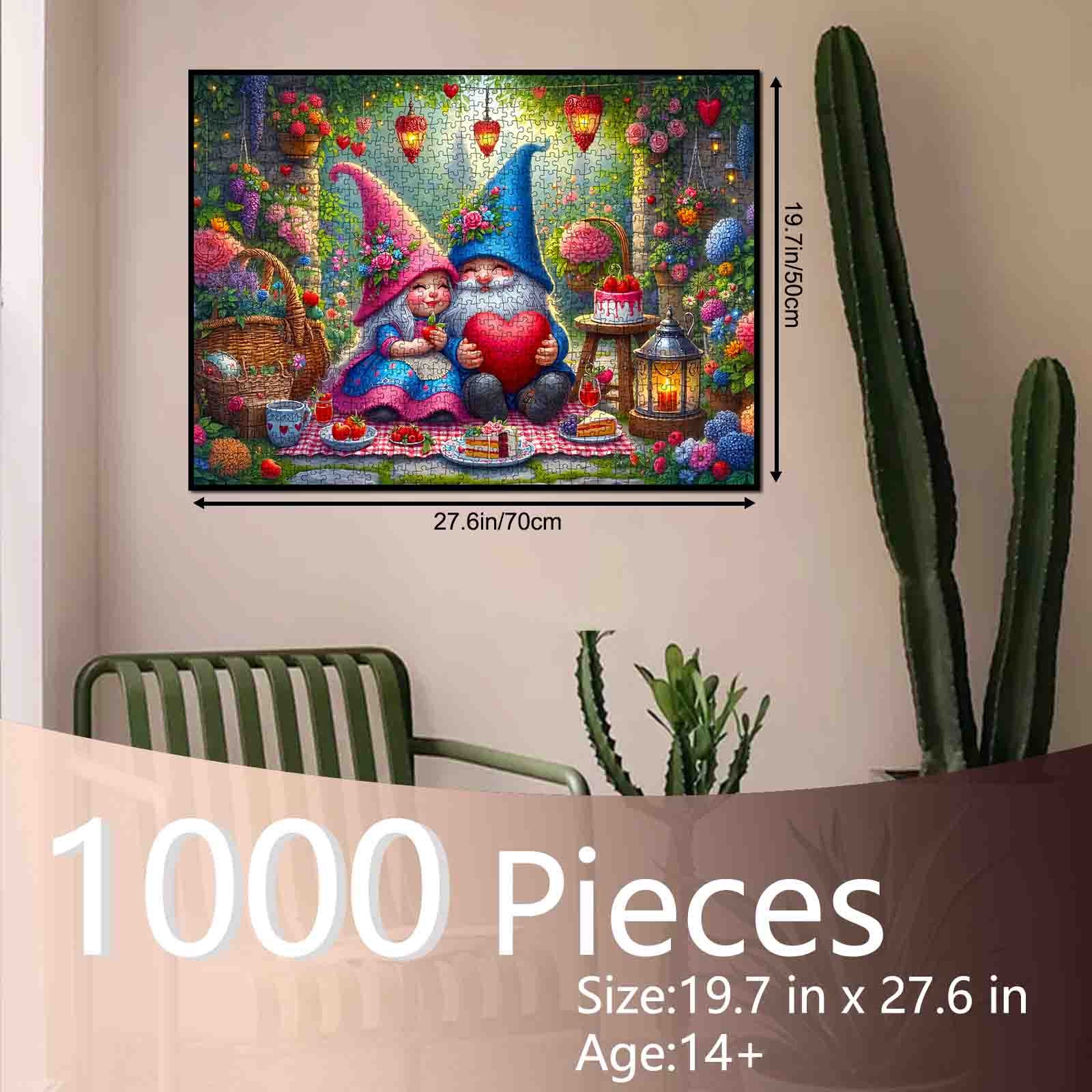 Enchanted Gnome Love Garden Jigsaw Puzzle