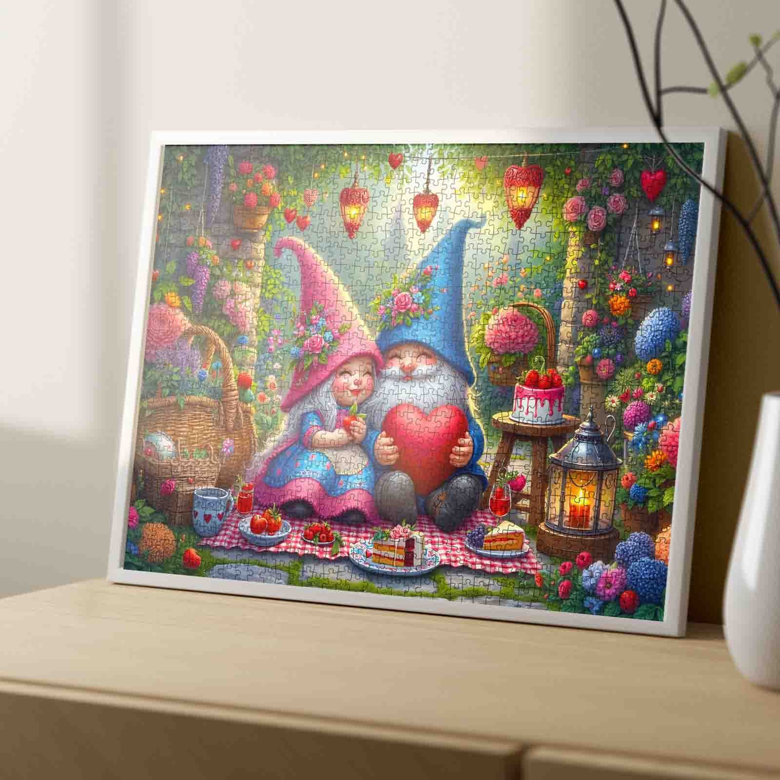 Enchanted Gnome Love Garden Jigsaw Puzzle