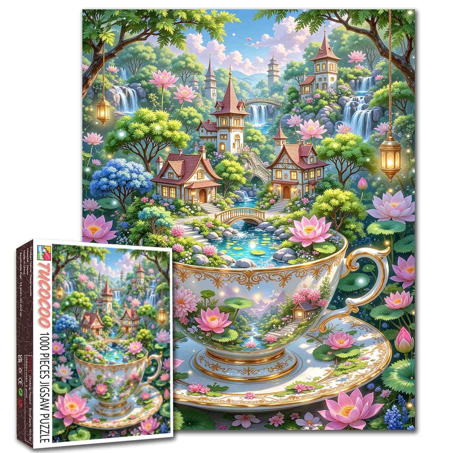 Enchanted Teacup Garden Village Jigsaw Puzzle
