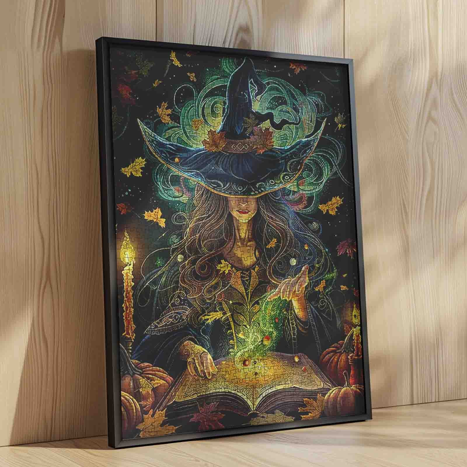 Enchanted Witch and Spellbook Jigsaw Puzzle