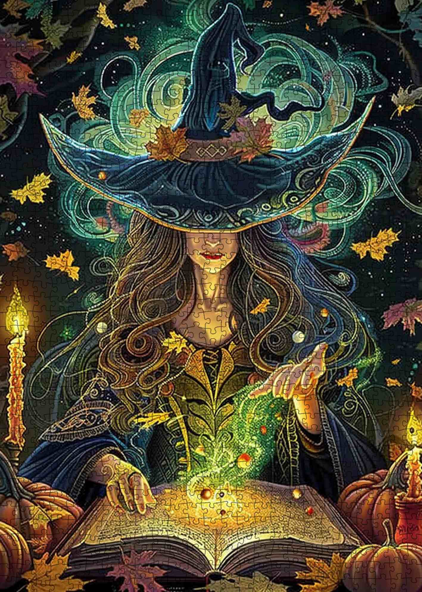 Enchanted Witch and Spellbook Jigsaw Puzzle