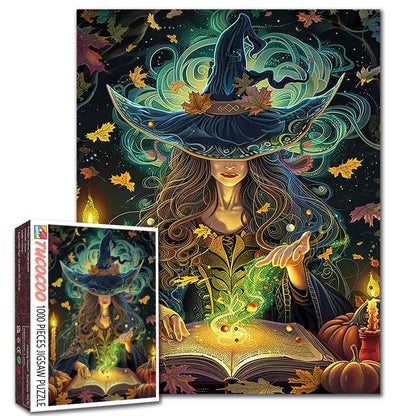 Enchanted Witch and Spellbook Jigsaw Puzzle