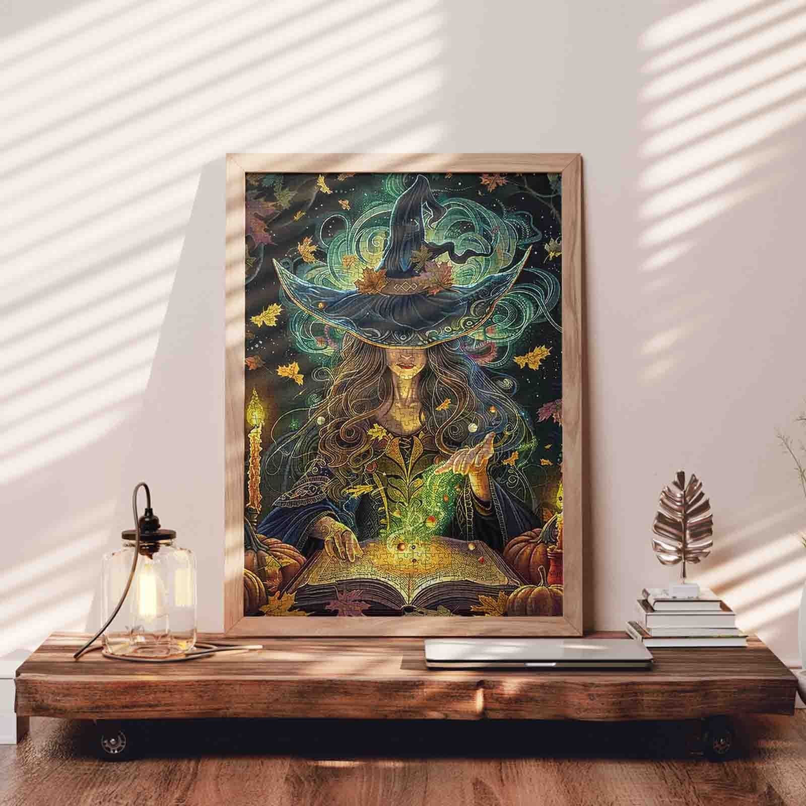 Enchanted Witch and Spellbook Jigsaw Puzzle