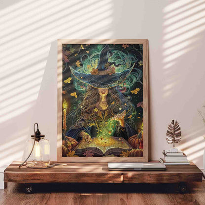 Enchanted Witch and Spellbook Jigsaw Puzzle