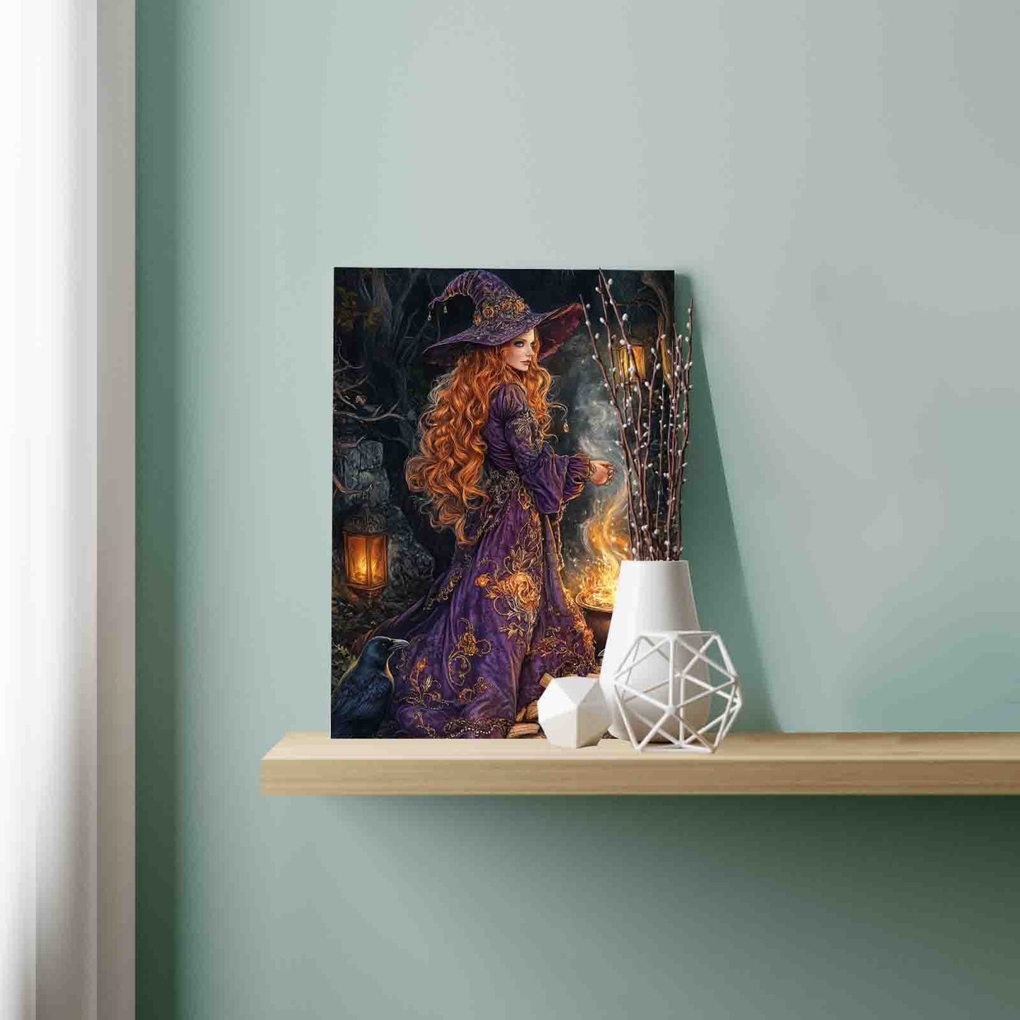 Enchanted Witch by the Fire Paint by Numbers