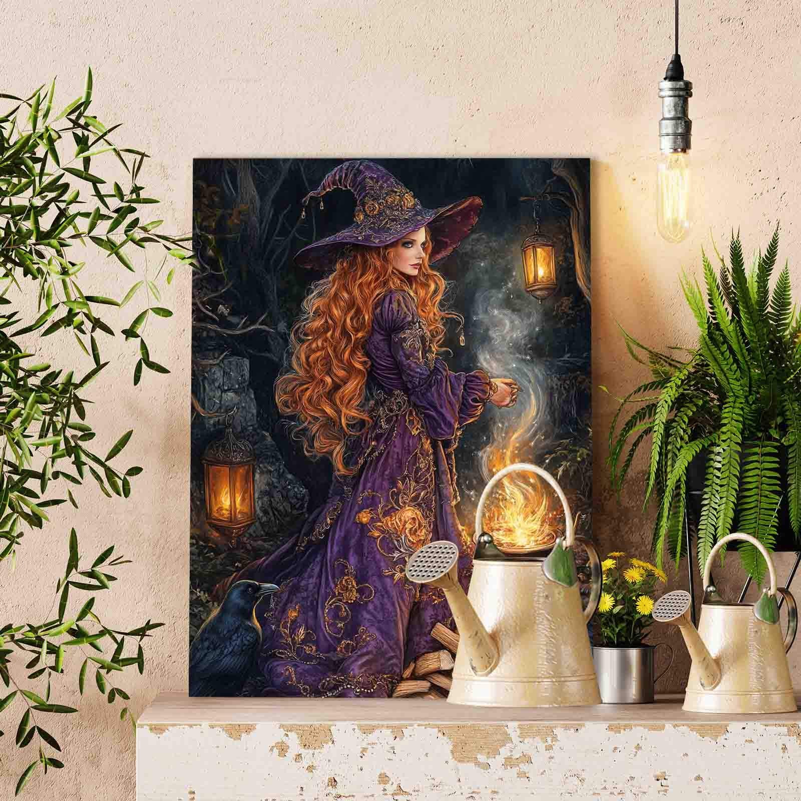 Enchanted Witch by the Fire Paint by Numbers