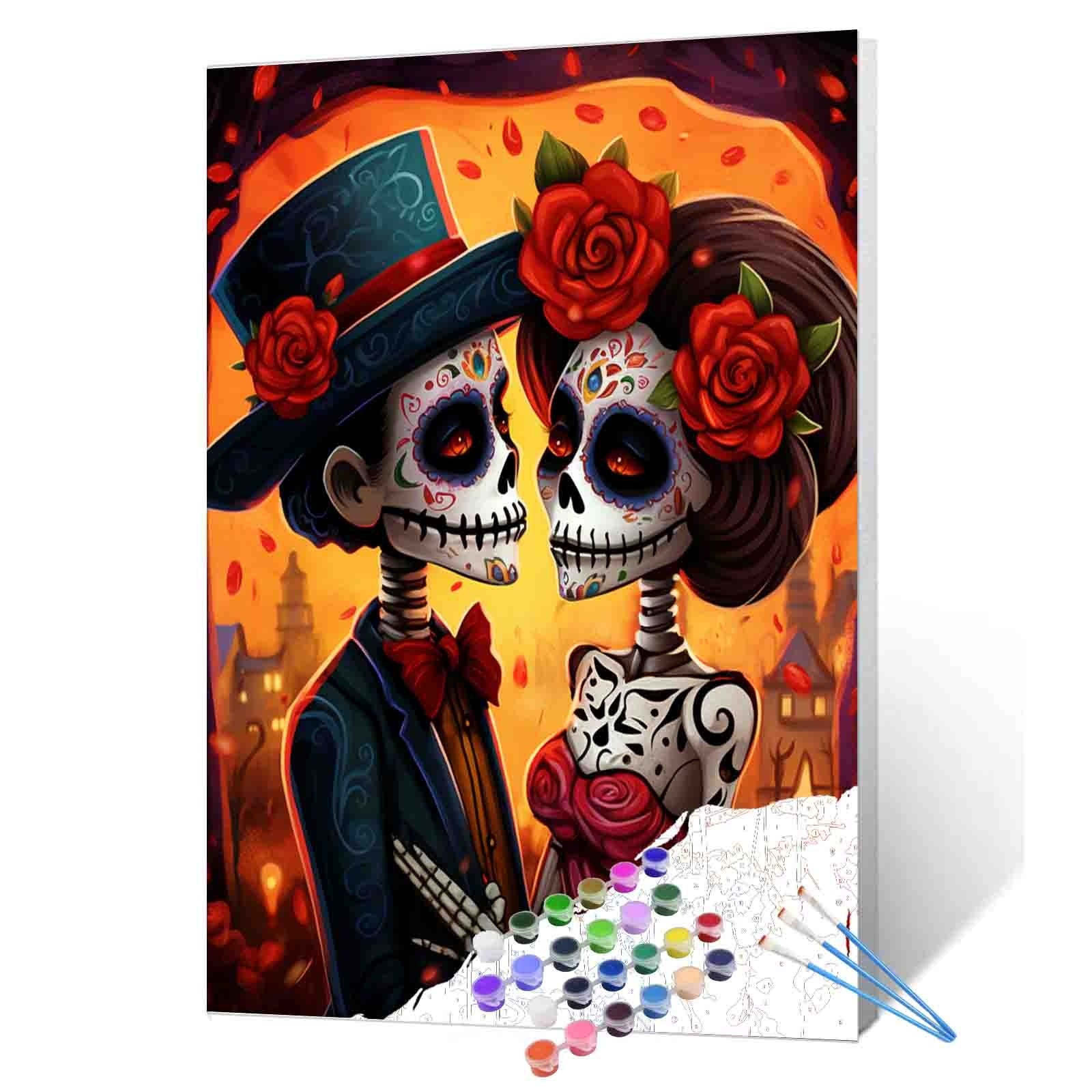 Eternal Love Sugar Skull Couple Paint by Numbers