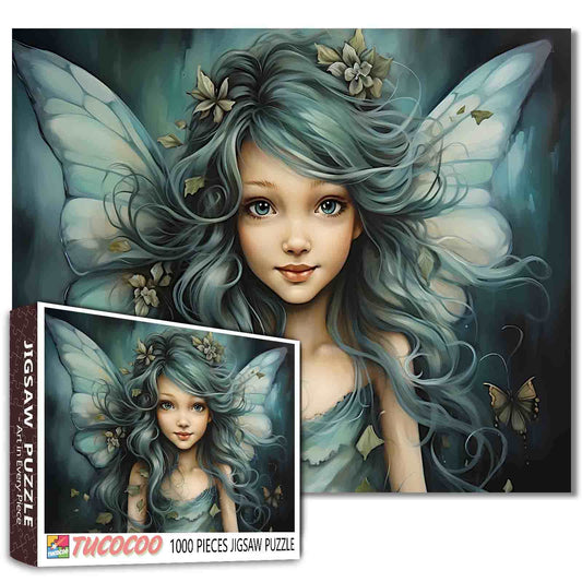 Ethereal Fairy with Flowing Teal Hair Jigsaw Puzzle