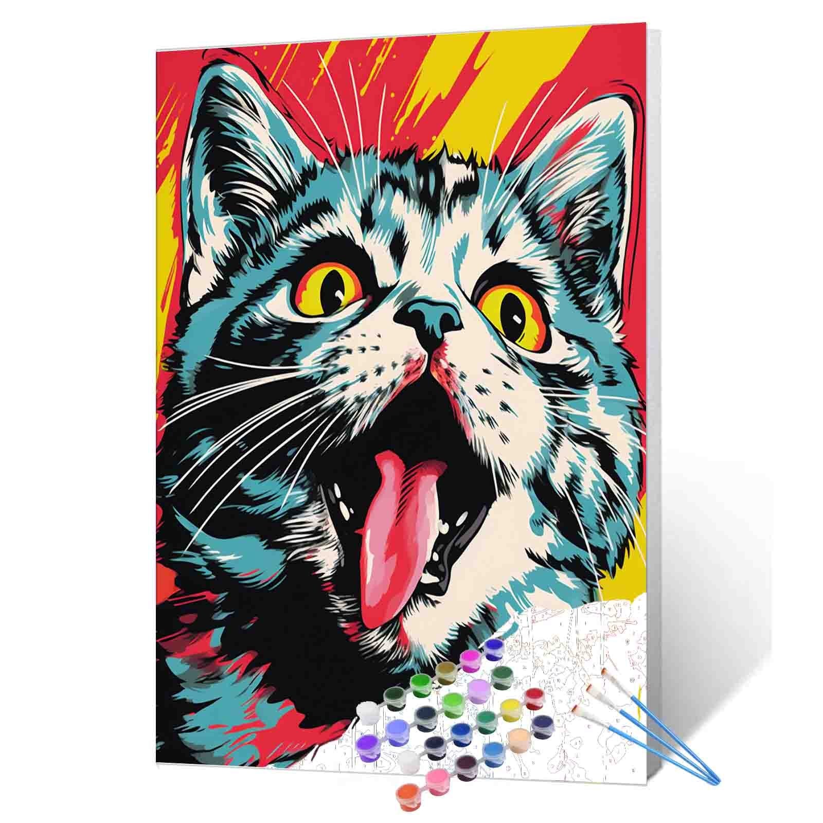 Excited Cat Pop Art Paint by Numbers