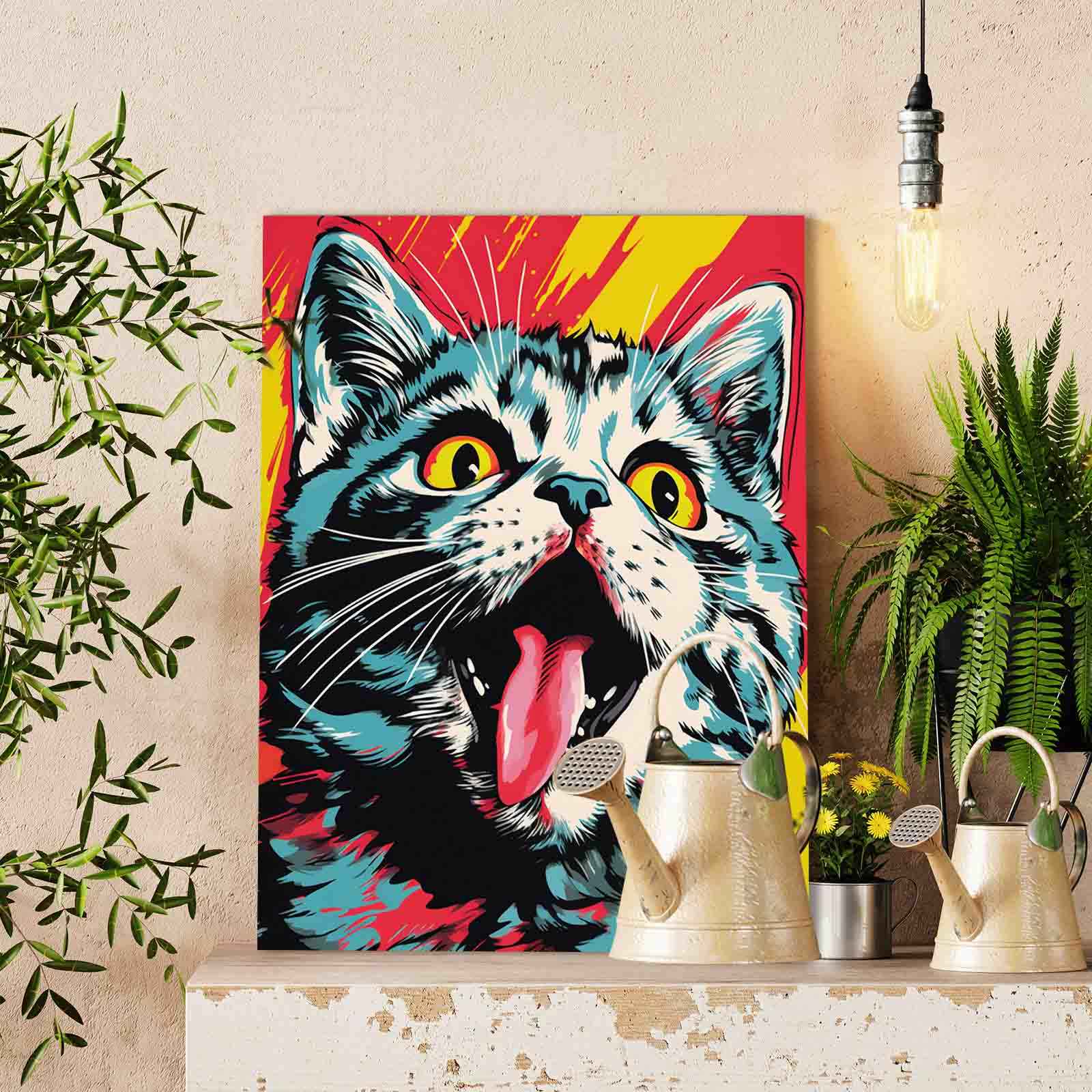 Excited Cat Pop Art Paint by Numbers