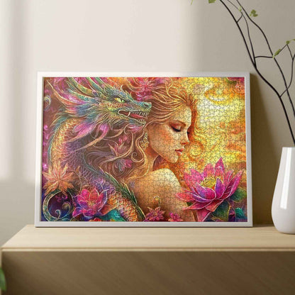 Mystical Dragon and Enchanted Lotus Jigsaw Puzzle