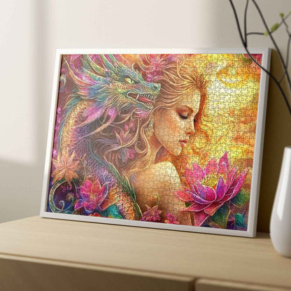 Mystical Dragon and Enchanted Lotus Jigsaw Puzzle