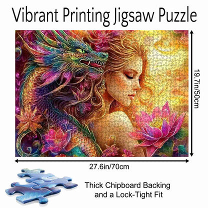 Mystical Dragon and Enchanted Lotus Jigsaw Puzzle