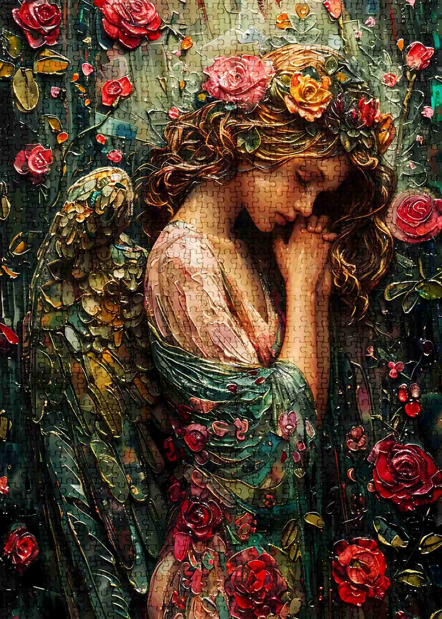 Rose Angel in Prayer Jigsaw Puzzles