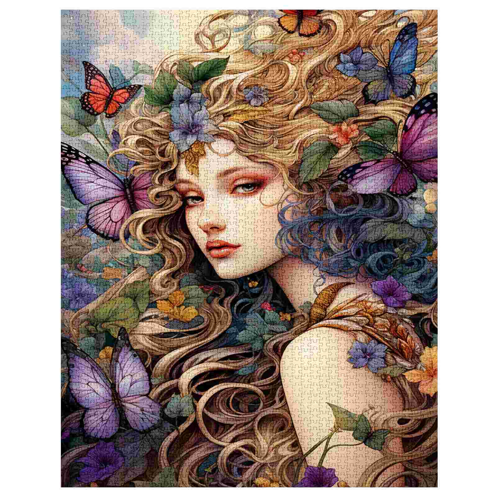 Embraced Fairy with Flowing Hair Jigsaw Puzzle