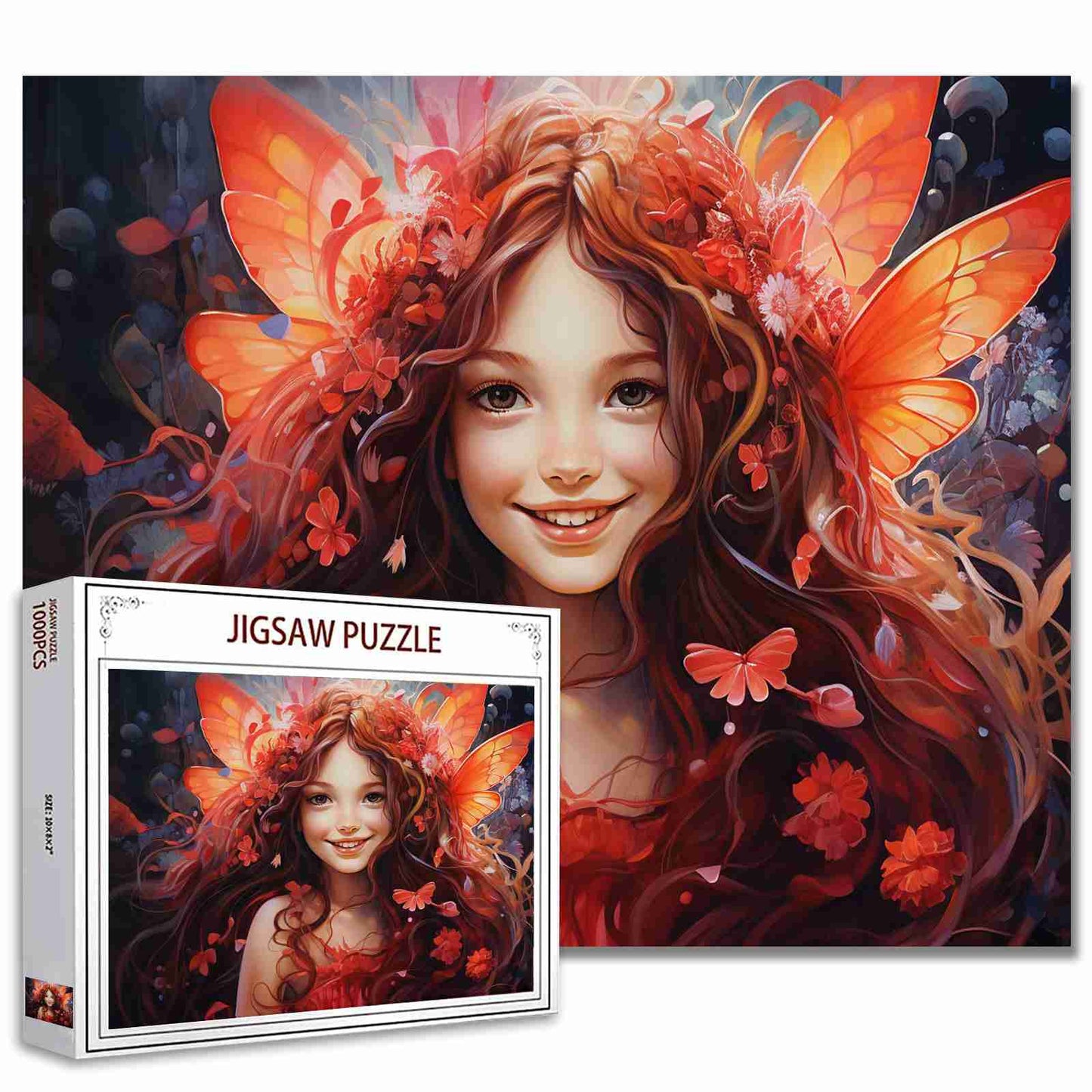 Radiant Fairy with Fiery Red Wings Jigsaw Puzzles