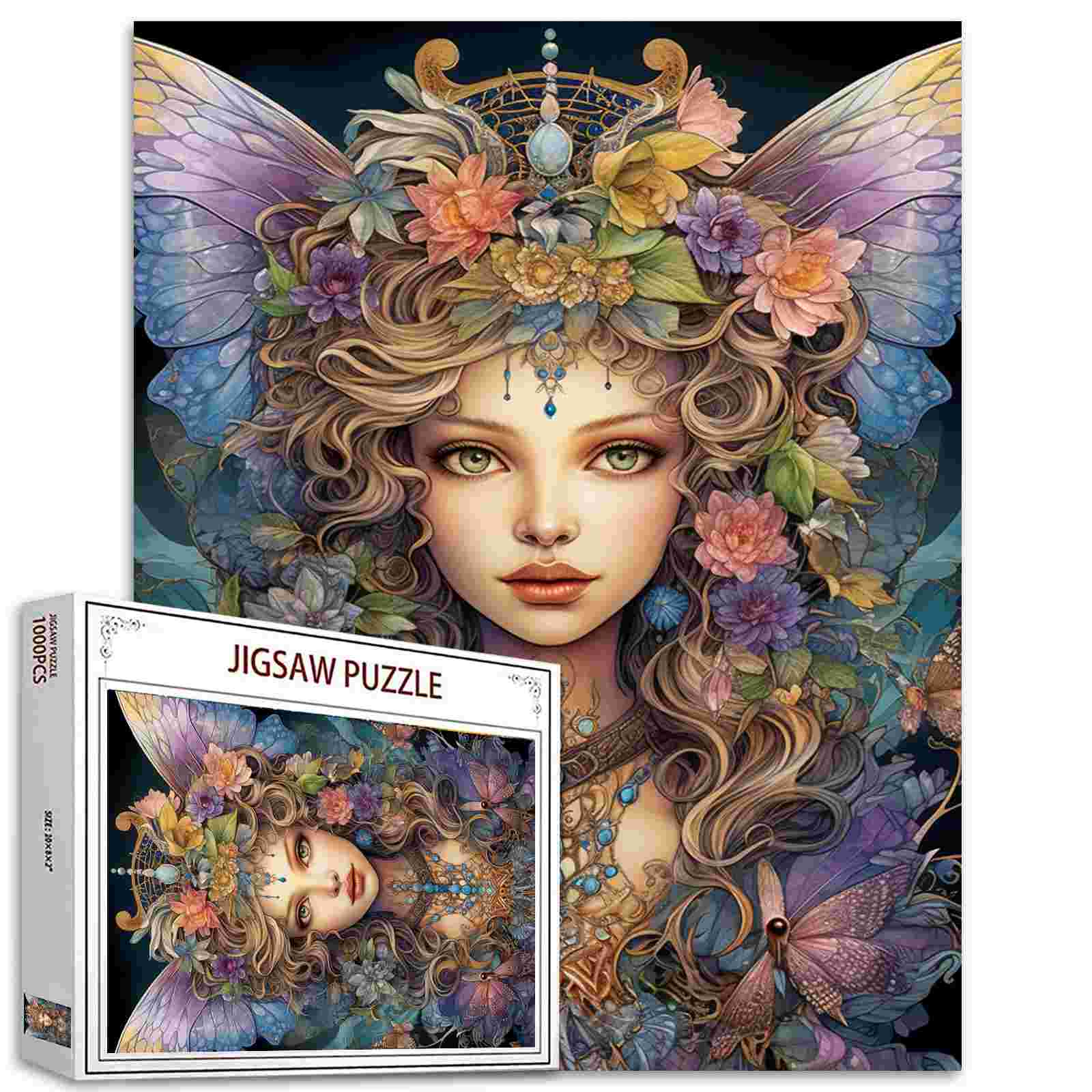 Mystical Fairy Queen with Floral Crown Jigsaw Puzzle