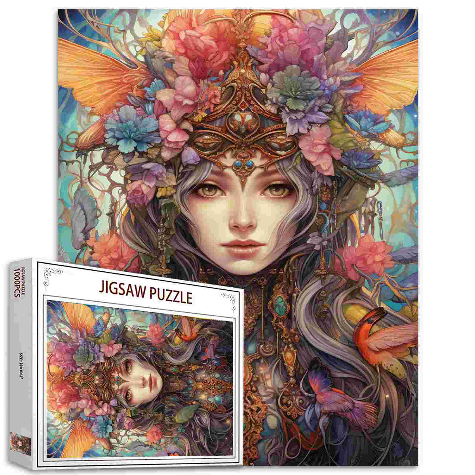 Majestic Fairy Queen with Floral Headdress Jigsaw Puzzles