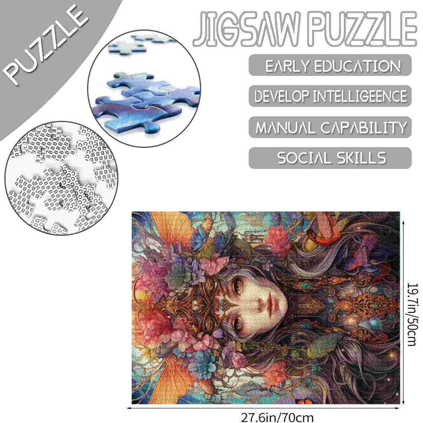 Majestic Fairy Queen with Floral Headdress Jigsaw Puzzles