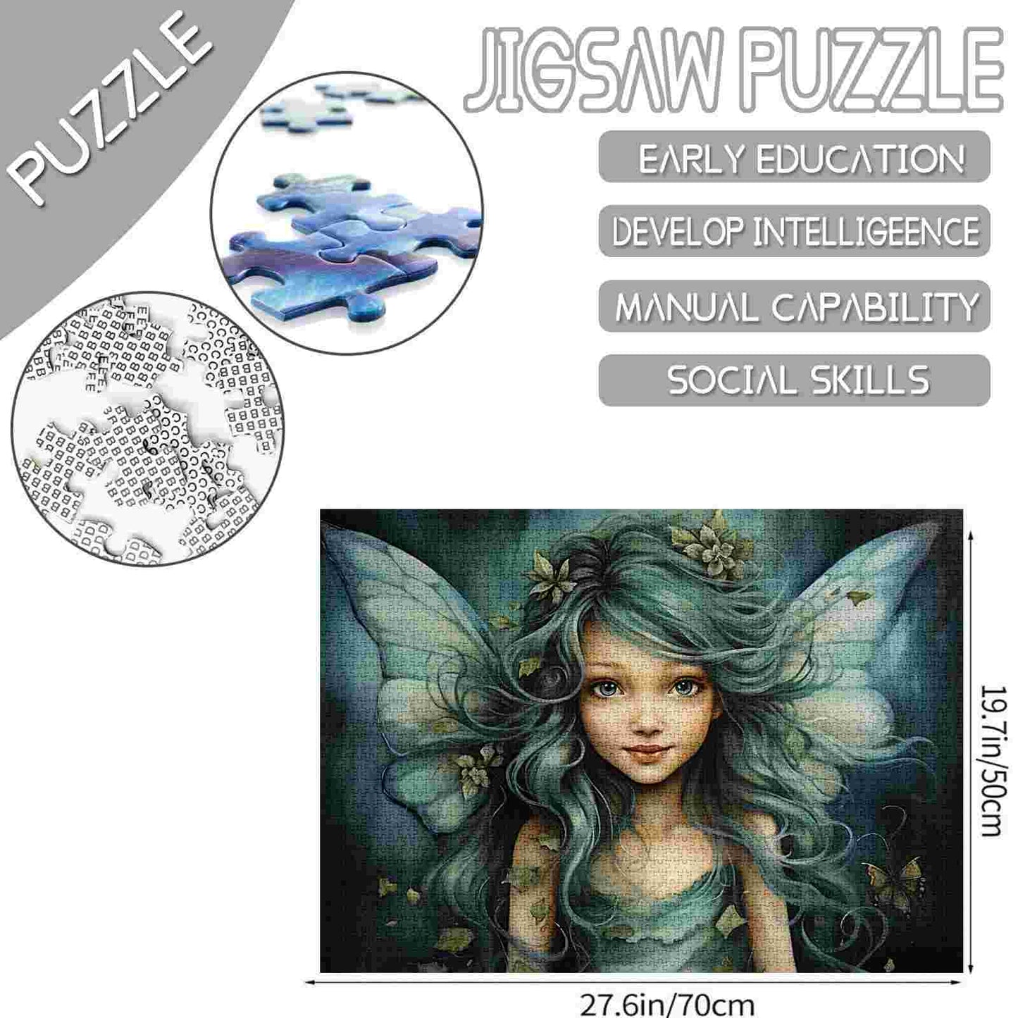 Ethereal Fairy with Flowing Teal Hair Jigsaw Puzzles