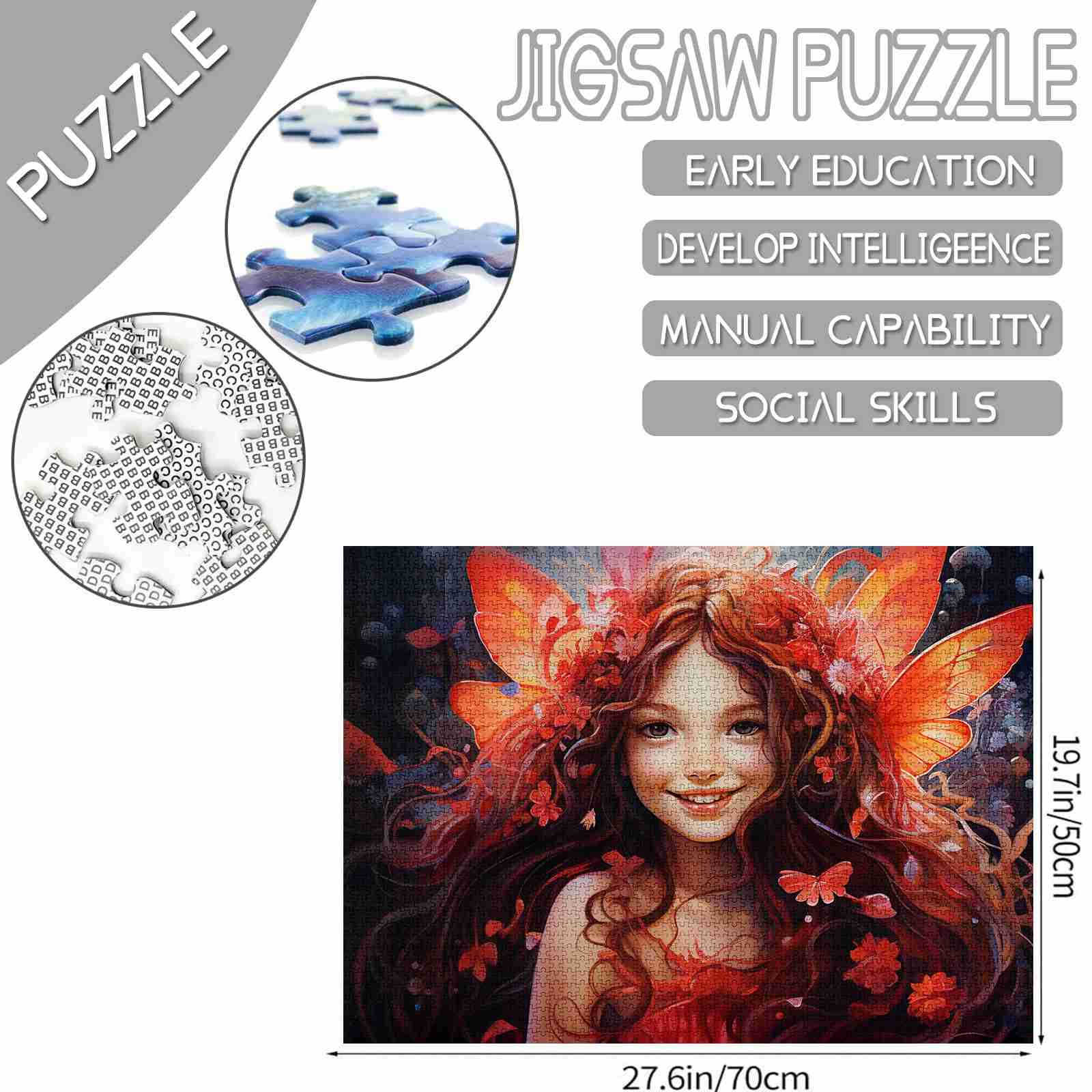 Radiant Fairy with Fiery Red Wings Jigsaw Puzzles