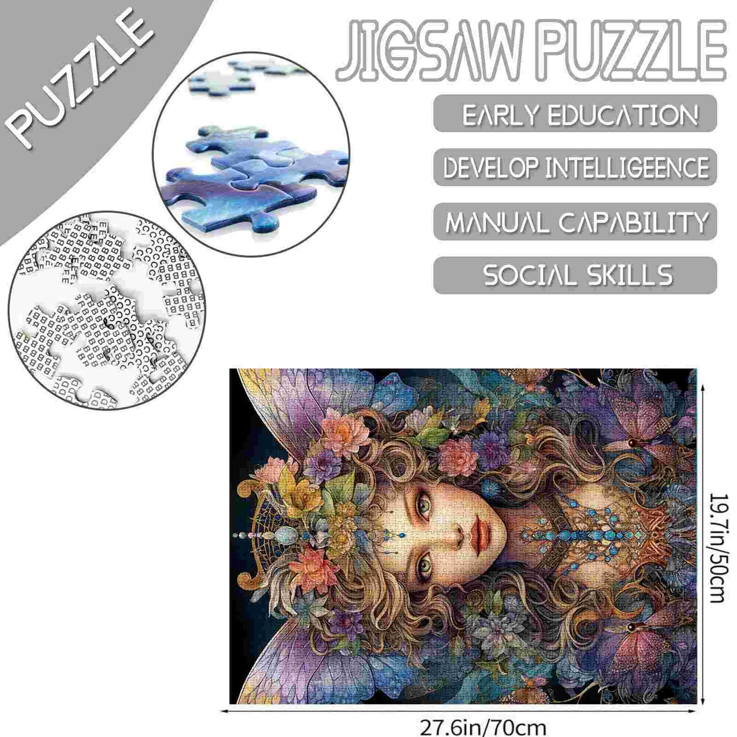 Mystical Fairy Queen with Floral Crown Jigsaw Puzzle