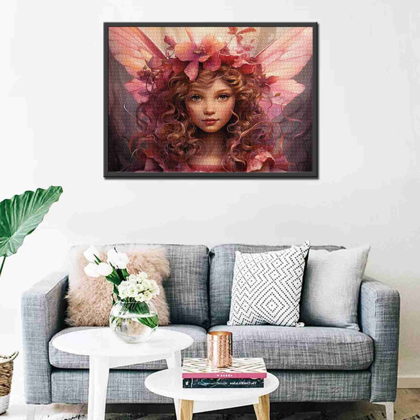 Delicate Fairy with Pink Petal Crown Jigsaw Puzzle