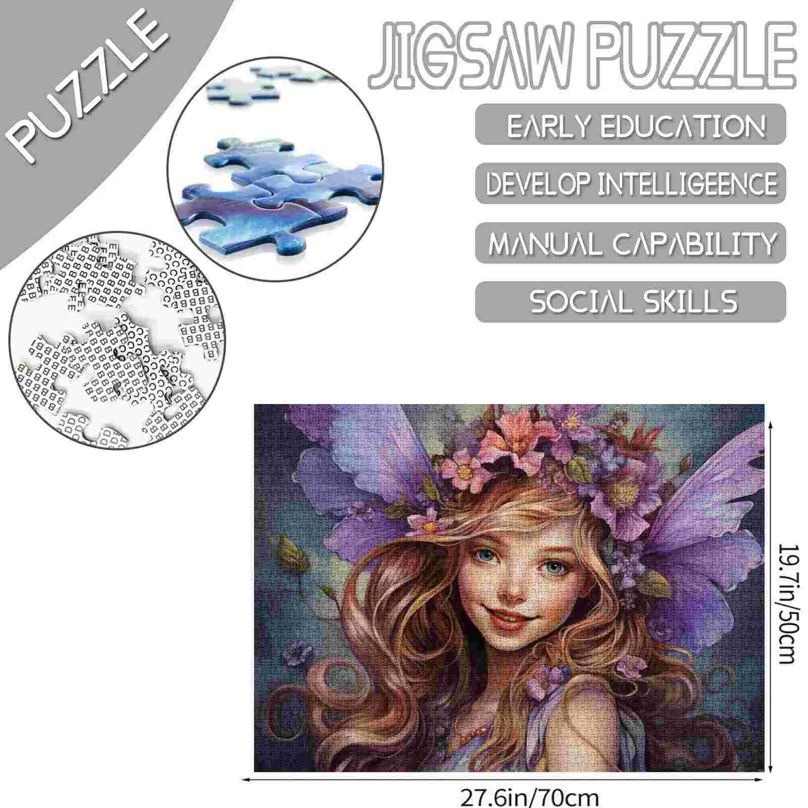 Charming Fairy with Lavender Wings Jigsaw Puzzles