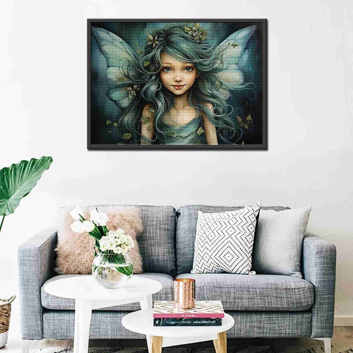 Ethereal Fairy with Flowing Teal Hair Jigsaw Puzzles