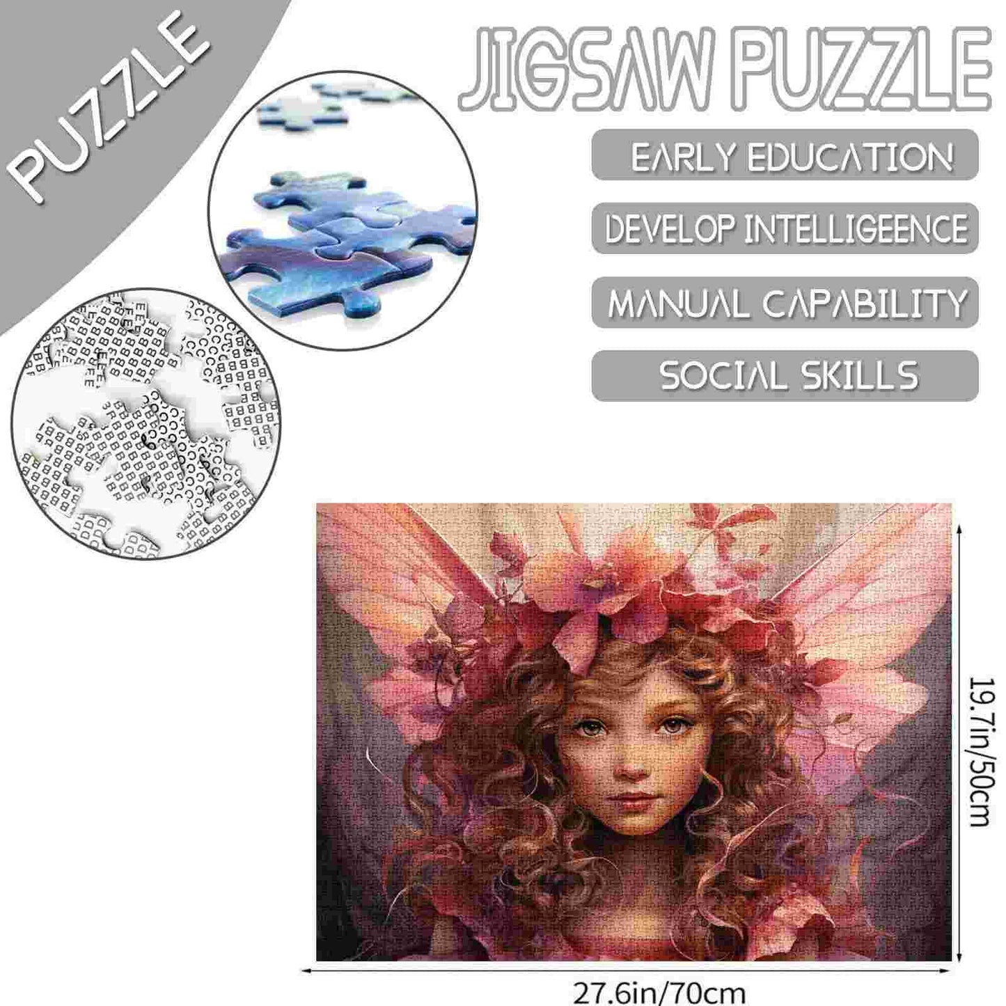 Delicate Fairy with Pink Petal Crown Jigsaw Puzzle