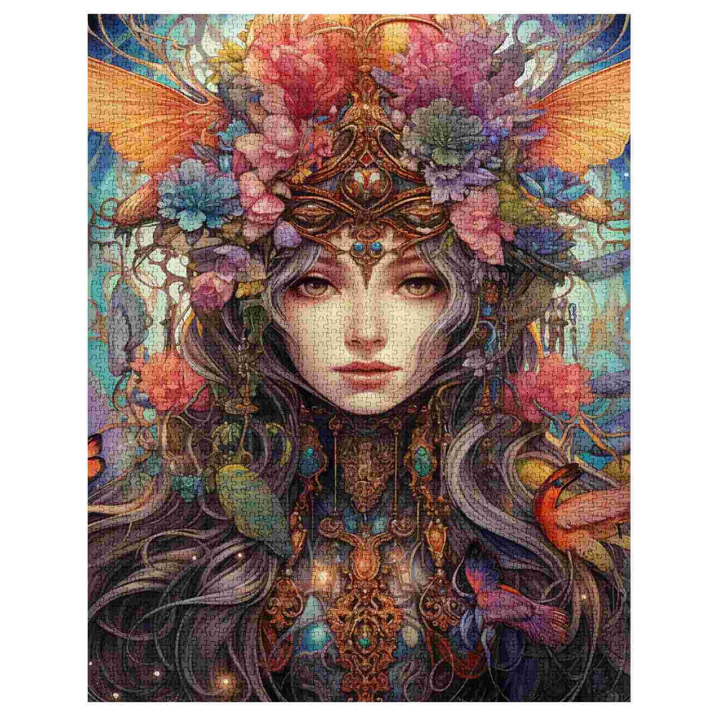 Majestic Fairy Queen with Floral Headdress Jigsaw Puzzles