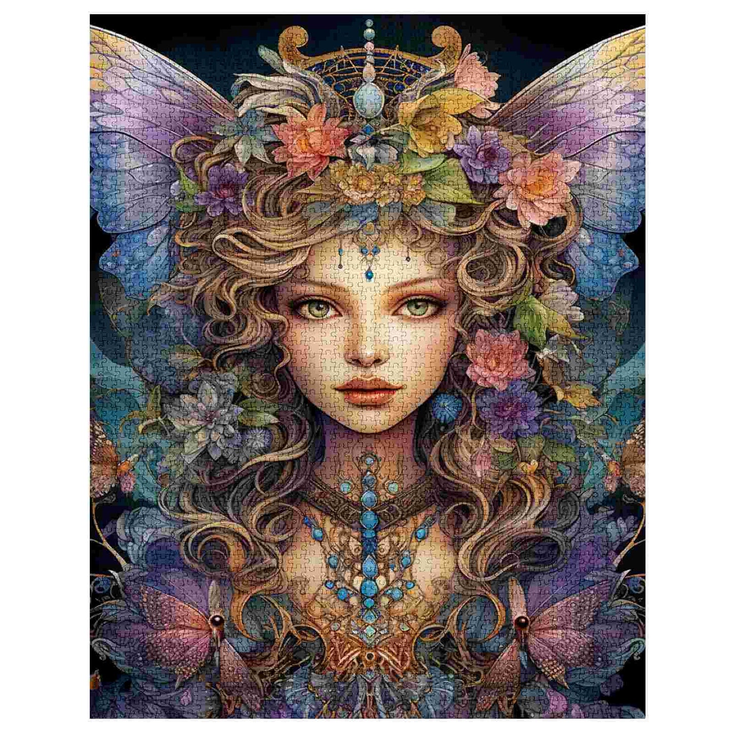 Mystical Fairy Queen with Floral Crown Jigsaw Puzzle