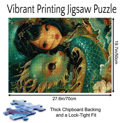 Fantasy Girl with Dragon Jigsaw Puzzle