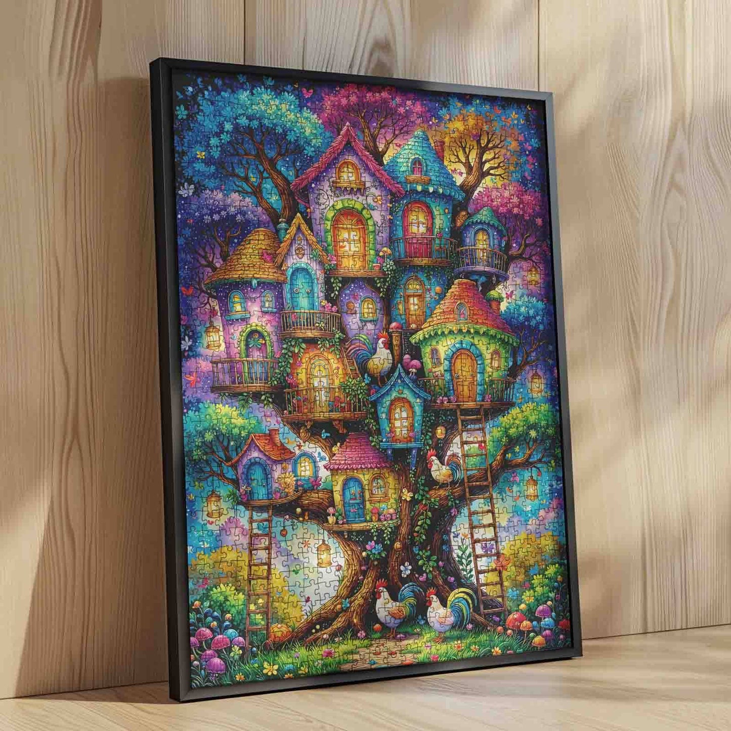 Fantasy Treehouse Village Colorful Dream Jigsaw Puzzle