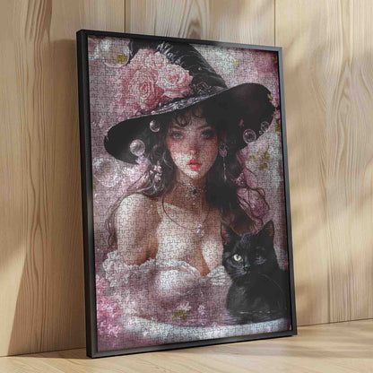 Fantasy Witch Girl in White Dress Jigsaw Puzzle