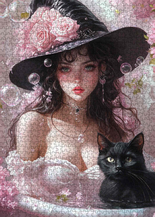 Fantasy Witch Girl in White Dress Jigsaw Puzzle