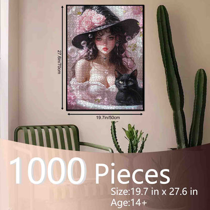 Fantasy Witch Girl in White Dress Jigsaw Puzzle