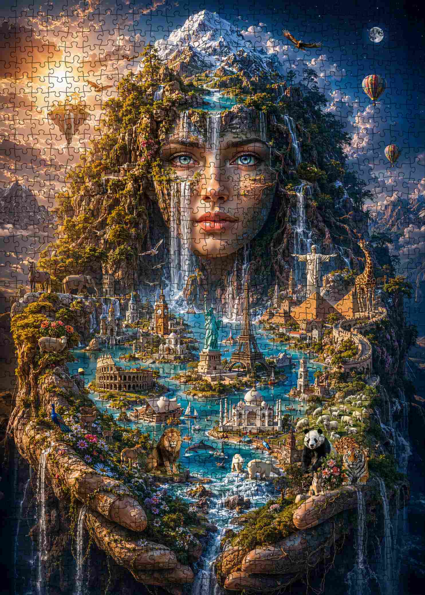 Fantasy World Landmarks Goddess Jigsaw Puzzle