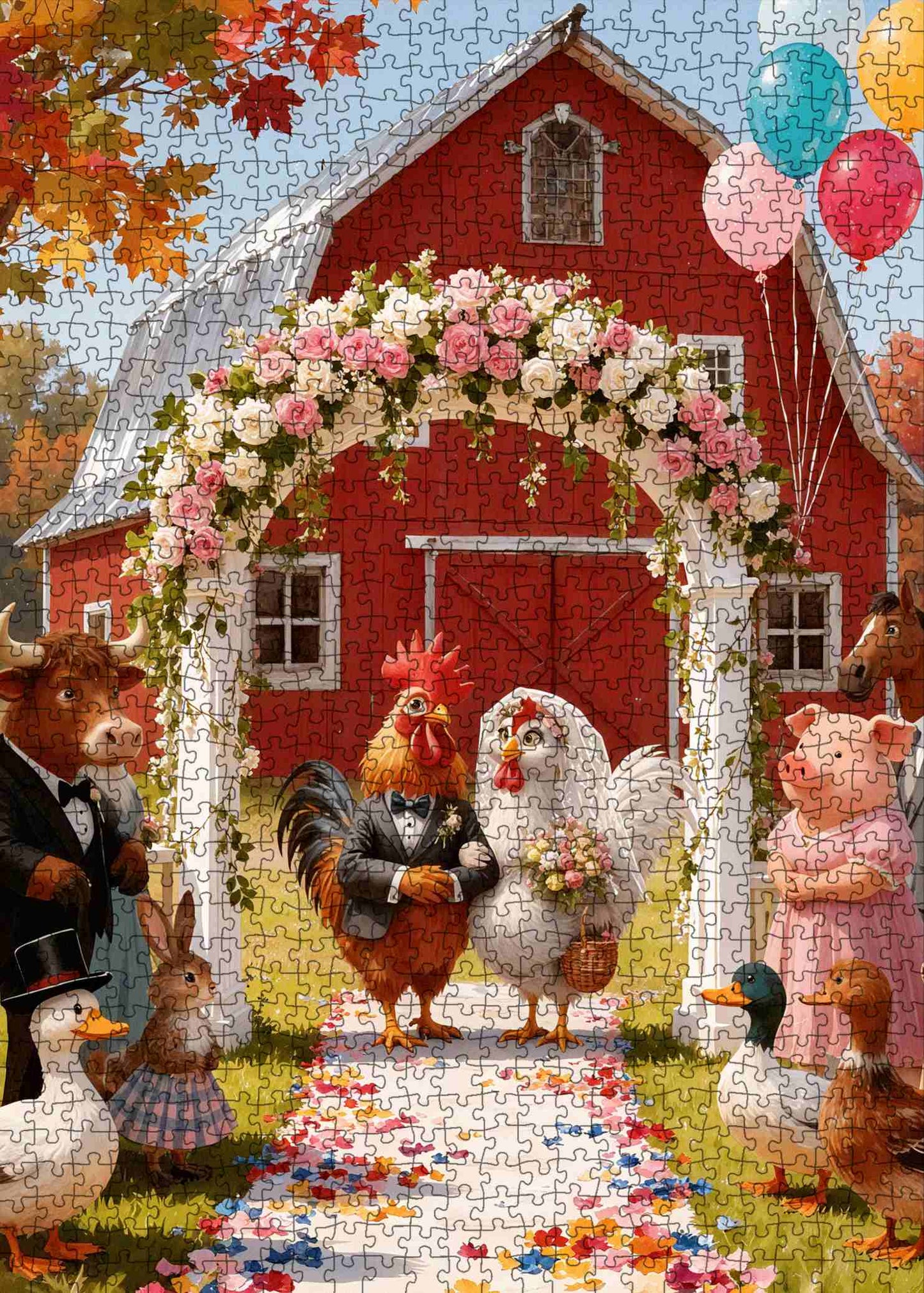 Farmyard Animal Wedding Barn Romance Jigsaw Puzzle