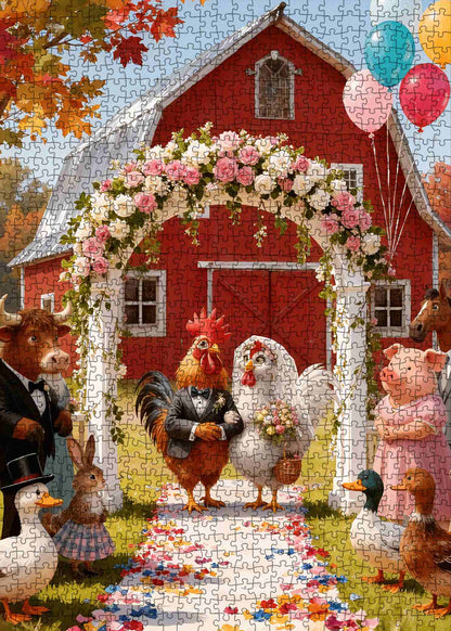 Farmyard Animal Wedding Barn Romance Jigsaw Puzzle