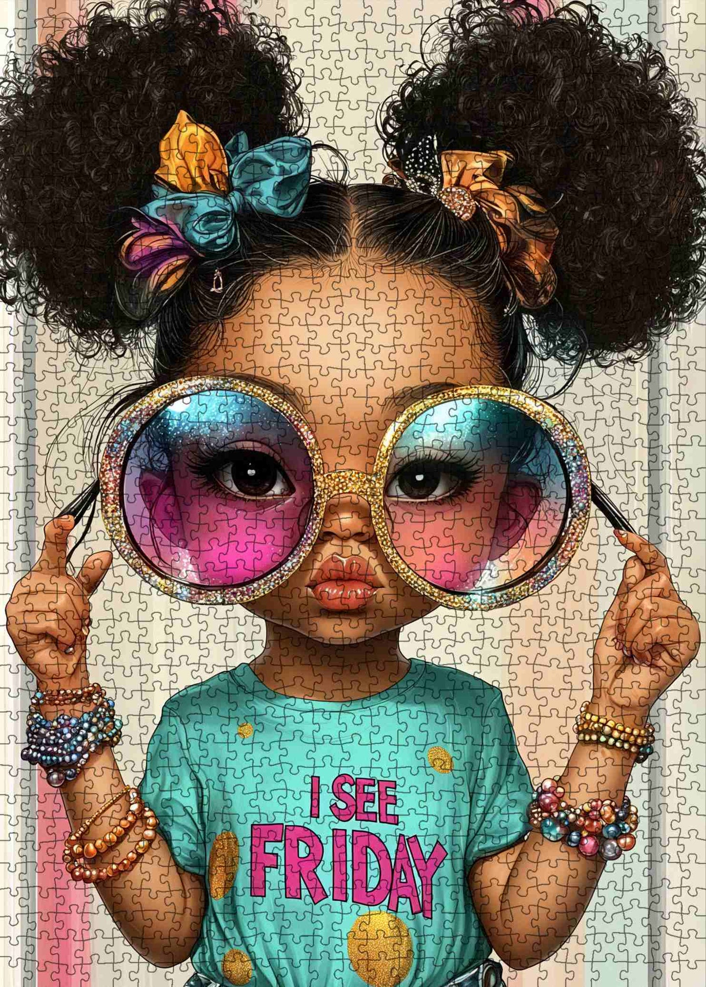 Fashion Girl with Oversized Glasses Jigsaw Puzzle