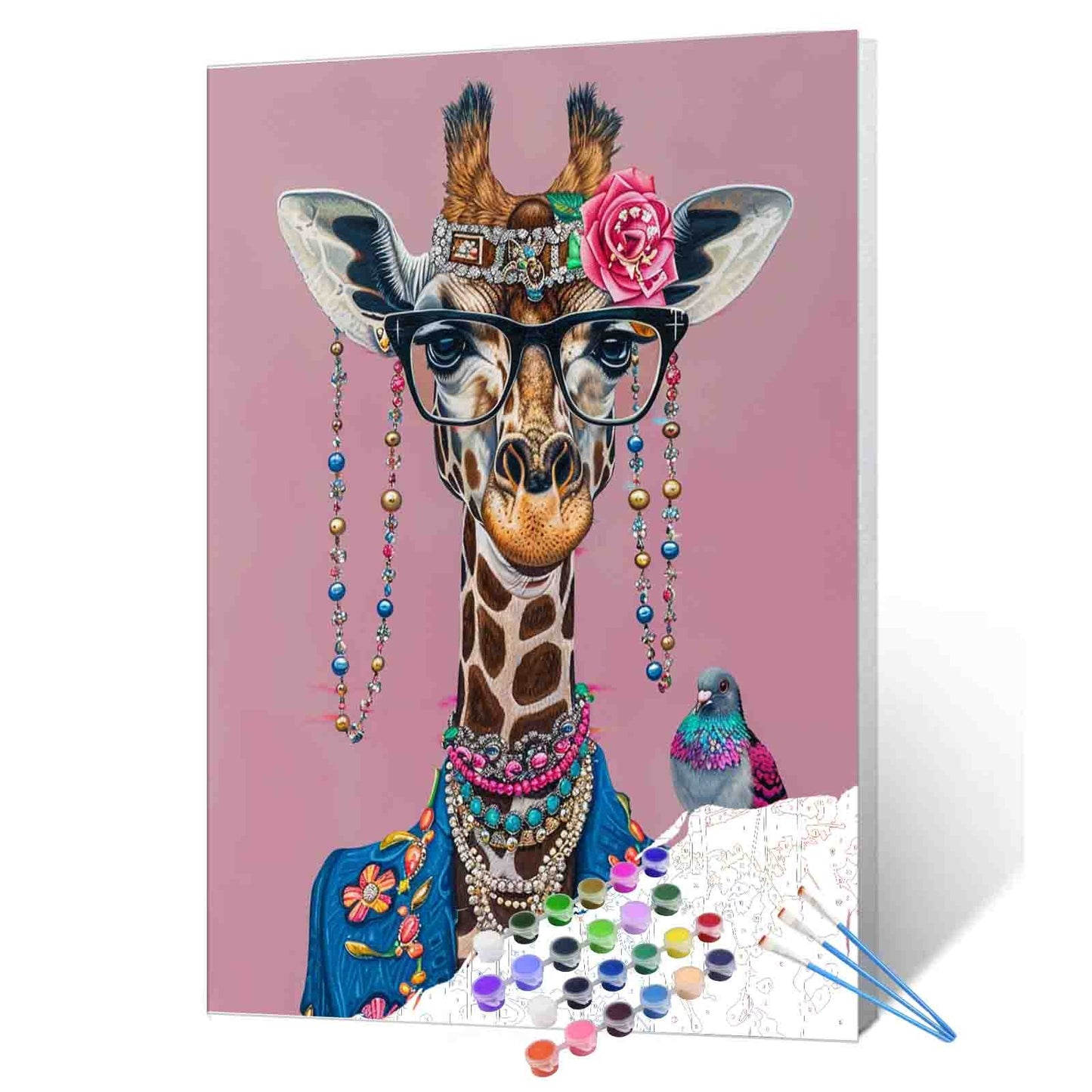 Fashionista Giraffe Portrait Paint by Numbers