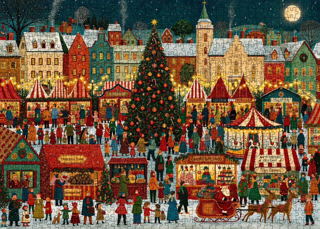 Festive Christmas Market Square Jigsaw Puzzle