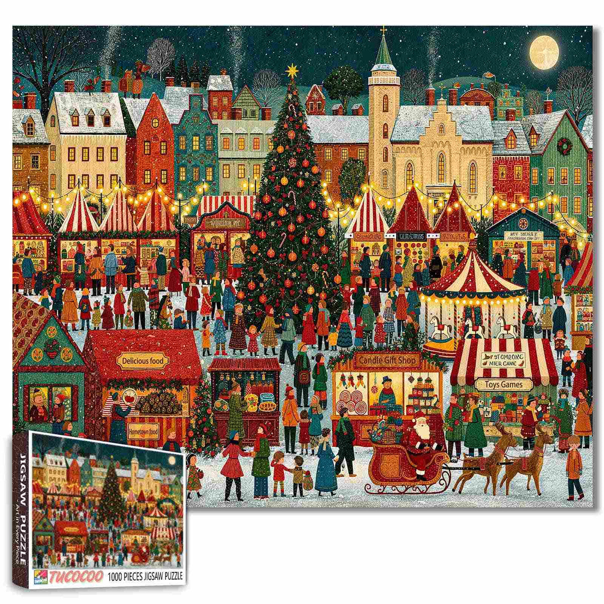 Festive Christmas Market Square Jigsaw Puzzle