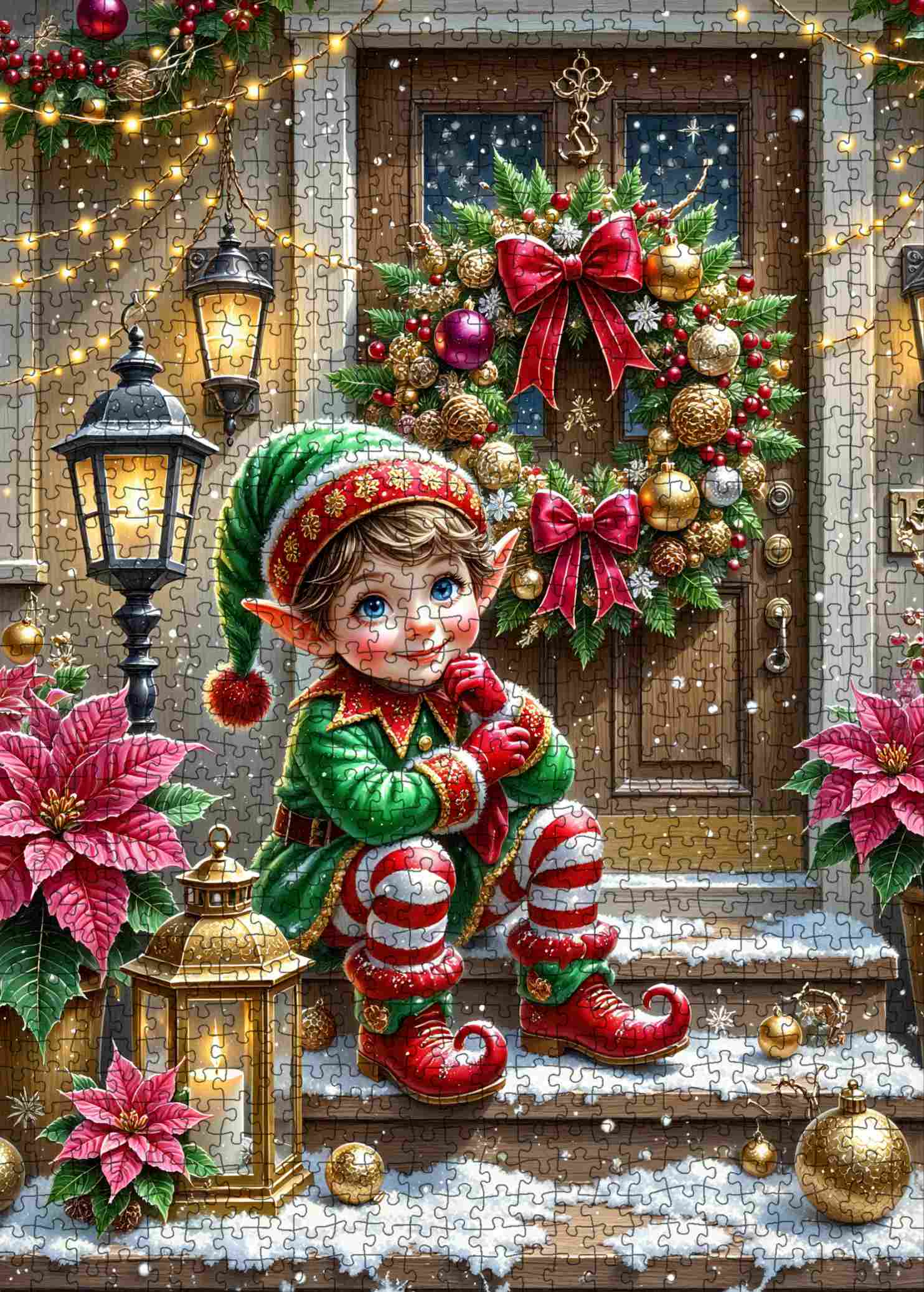 Festive Doorstep Elf Jigsaw Puzzle