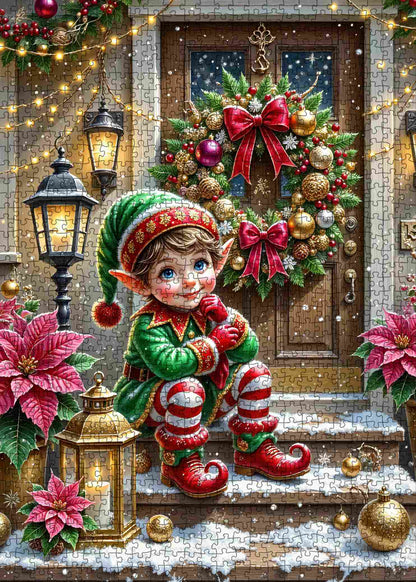 Festive Doorstep Elf Jigsaw Puzzle